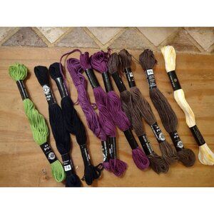 Loops and Thread Purple Brown Black Embroidery Floss Cross Stitch Thread 10 Pk